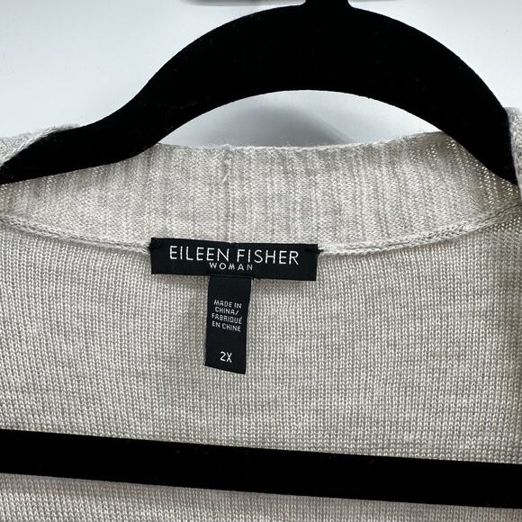 Eileen Fisher Sweater Womens 2X Beige Cardigan Merino Wool Blend Minimalist - Picture 4 of 11
